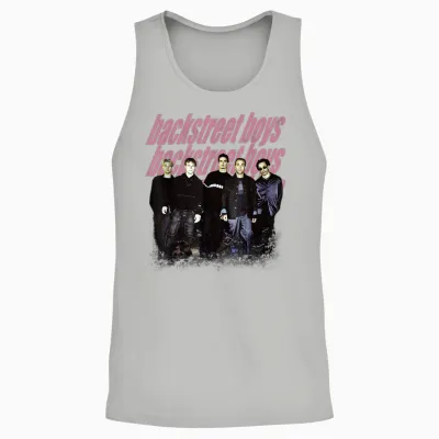 Backstreet Boys – Group Photo Repeat Logo Dark Heather Grey Unisex Tank Top - Ash