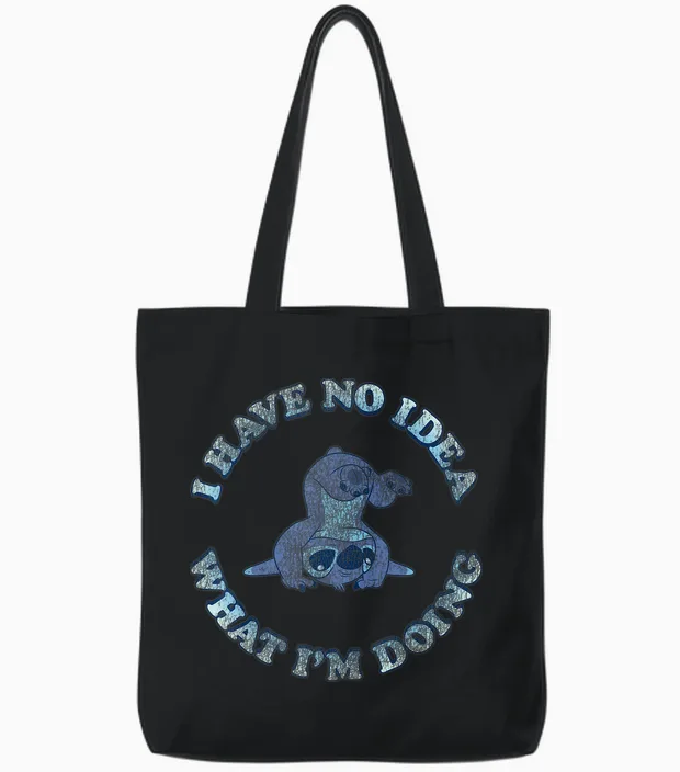 Disney Lilo & Stitch I Have No Idea What I'm Doing Tote Bags in Black