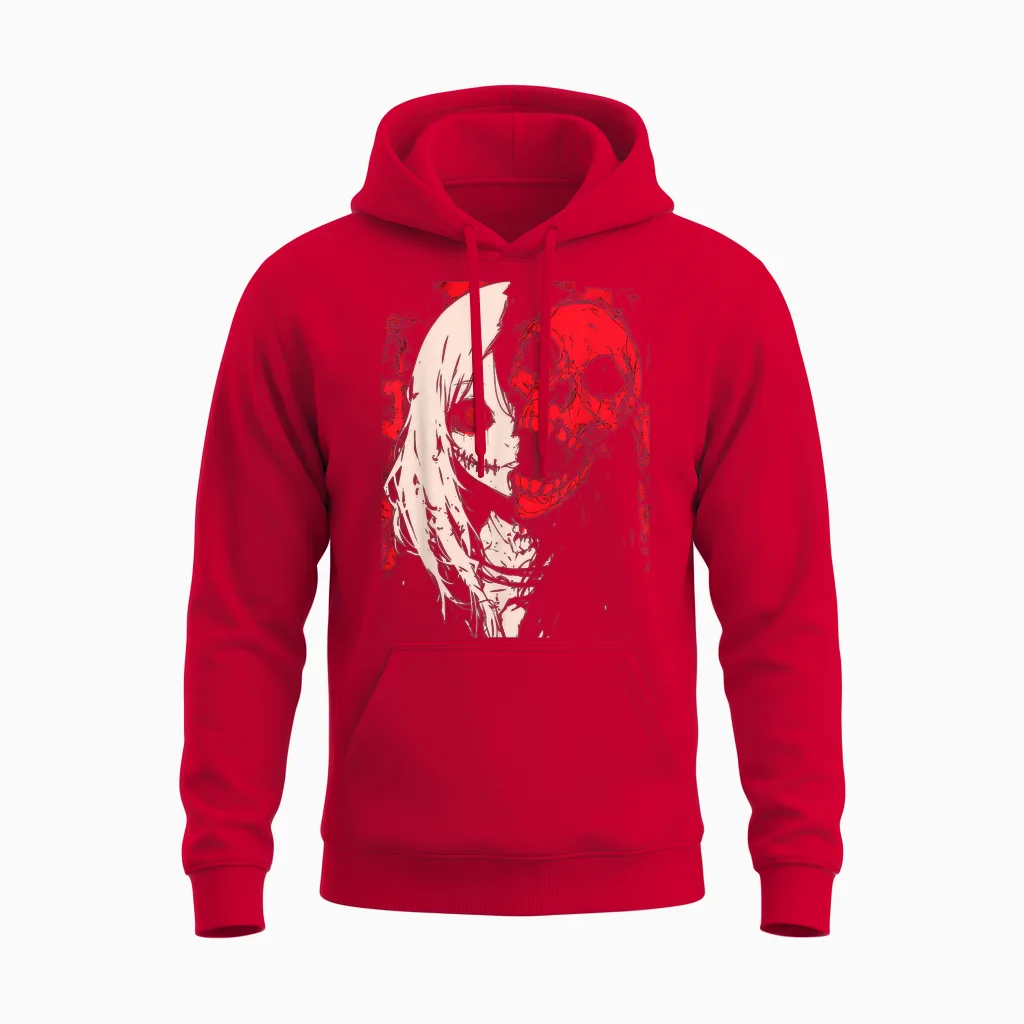 Horror Anime Manga | Japan Japanese Creepy Kawaii Goth T-Shirt, Black Unisex Hoodie in Red