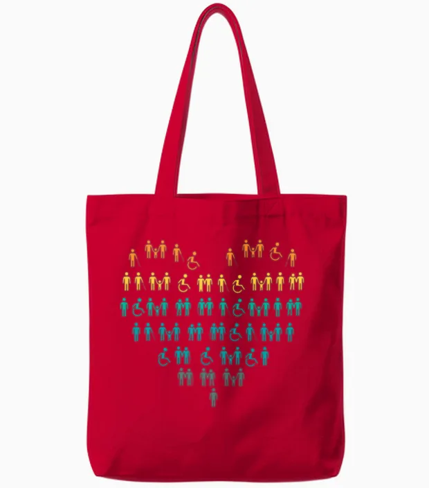 Wheelchair Heart Tote Bags in Red