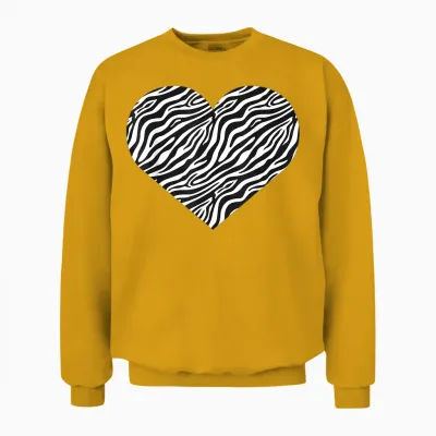 Zebra Heart Pattern Funny Graphic Unisex Sweatshirt - Gold