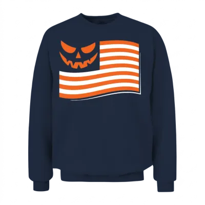 Smiling Jack O'lantern Flag Patriotic Halloween Unisex Sweatshirt - Navy