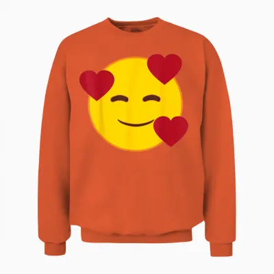 Emoji Official Floating Hearts Yellow Smile Face Unisex Sweatshirt - Orange