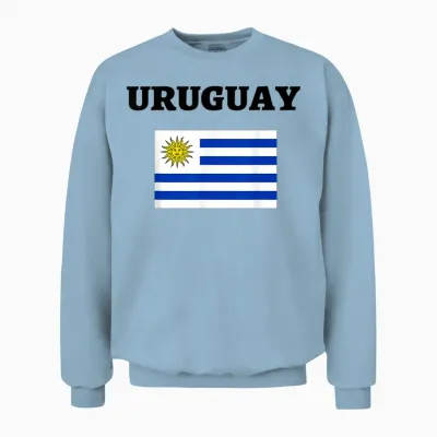Fußball-T-Shirt Mit Uruguay-Flagge, Fußball-Trikot Unisex Sweatshirt - Light Blue