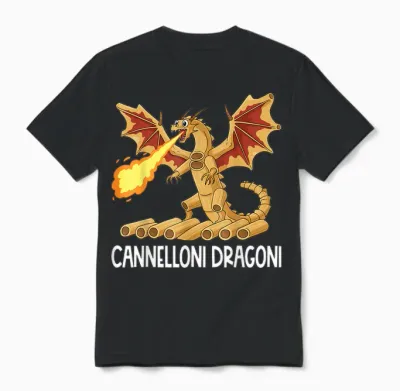 Italienische Brainrot Charaktere Cannelloni Dragoni Unisex T-Shirt - Black