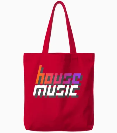 House Music Techno Dj Party Festival Electro Rave Trance T-Shirt, Black, S Tote Bags - Red