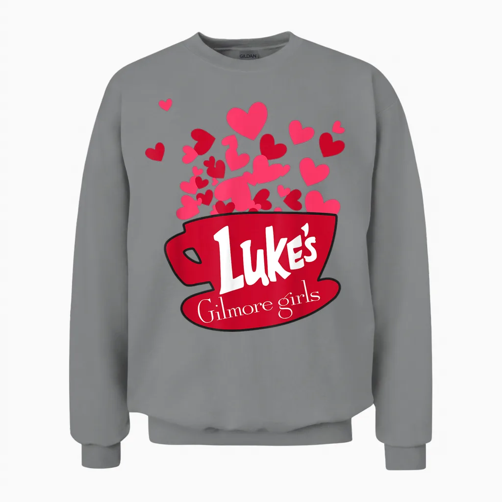 Gilmore Girls Luke's Cup Valentine Unisex Sweatshirt in Sport Grey