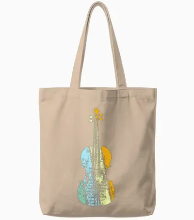 Violin Retro Tote Bags - Natural