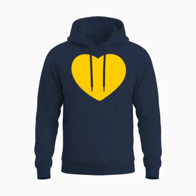 Heart Yellow Unisex Hoodie - Navy