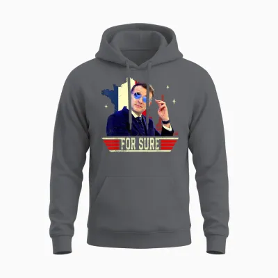 For Sure Emmanuel Macron Glasses Unisex Hoodie - Charcoal