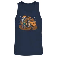 Hiking Hike Skeleton Skull Nature Unisex Tank Top - Navy – 2