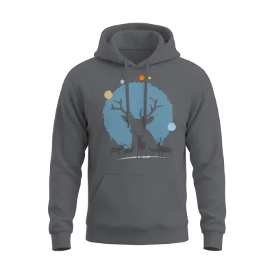 Reindeer Christmas Unisex Hoodie - Charcoal