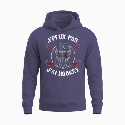 J'peux Pas J'ai Hockey Humour Funny Gift Ice Hockey T-Shirt, Black Unisex Hoodie - Heather Sport Dark Navy