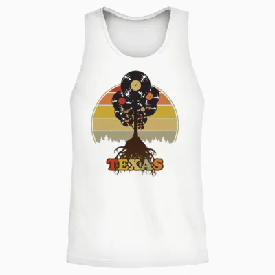Texas Music Retro Unisex Tank Top - White