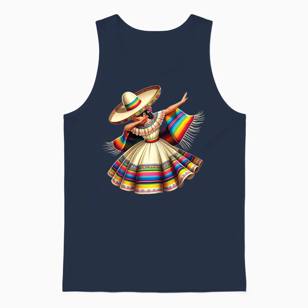 Dabbing Poncho for Mexican Girls Cinco De Mayo Sombrero Dab Women Unisex Tank Top in Navy