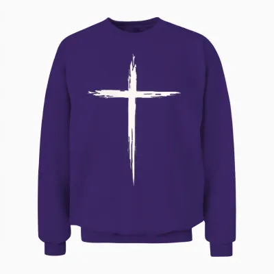 Cross Jesus Christ Cross Christian Man Woman T-Shirt, Black, S Unisex Sweatshirt - Purple