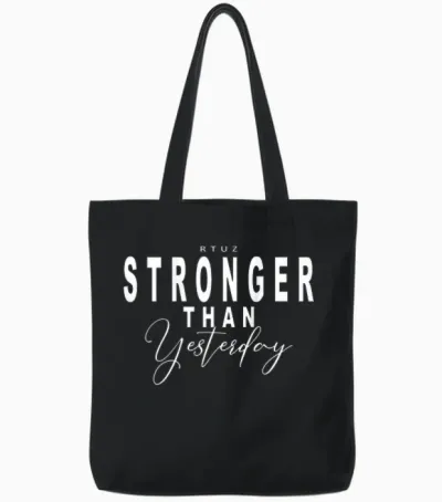 Fitness Backprint Slogan Jogging Training Motivation Sports T-Shirt, Black Tote Bags - Black