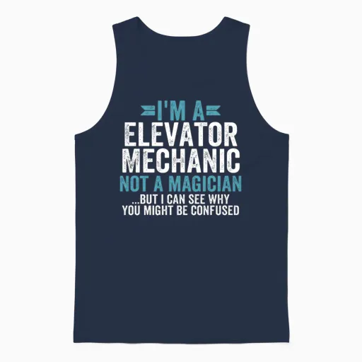 Funny Elevator Mechanic Unisex Tank Top - Navy