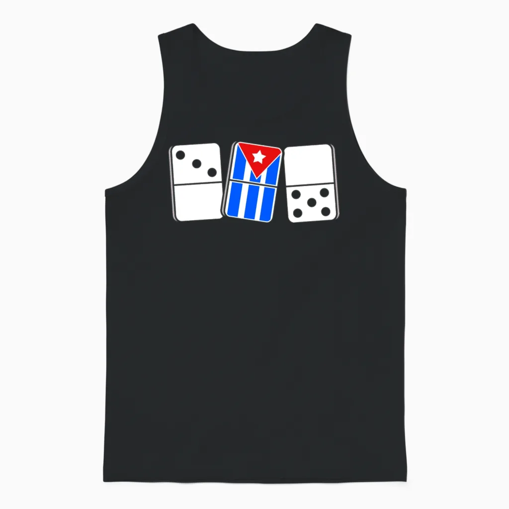 Domino Cuban Flag Cuba Unisex Tank Top in Black
