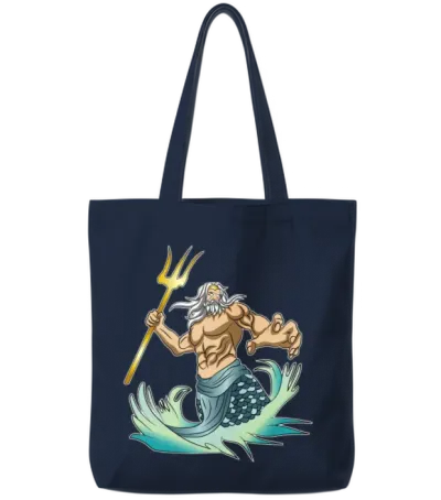 Greek Mythology Poseidon Greek Tote Bags - Navy