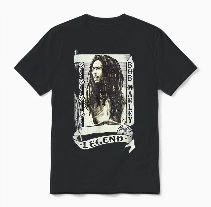 Bob Marley Legend Schriftrolle Unisex T-Shirt in Black