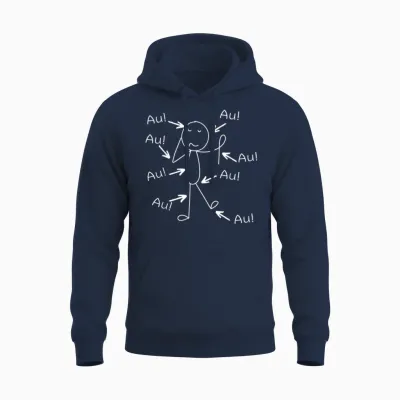 Funny Old Man Old Woman Aua Au Birthday T-Shirt, Black Unisex Hoodie - Navy