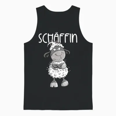 T-Shirt with German Text "cooles Schäffin Schaf Für Die Chefin Vorgesetzte Teamleiter Unisex Tank Top - Black