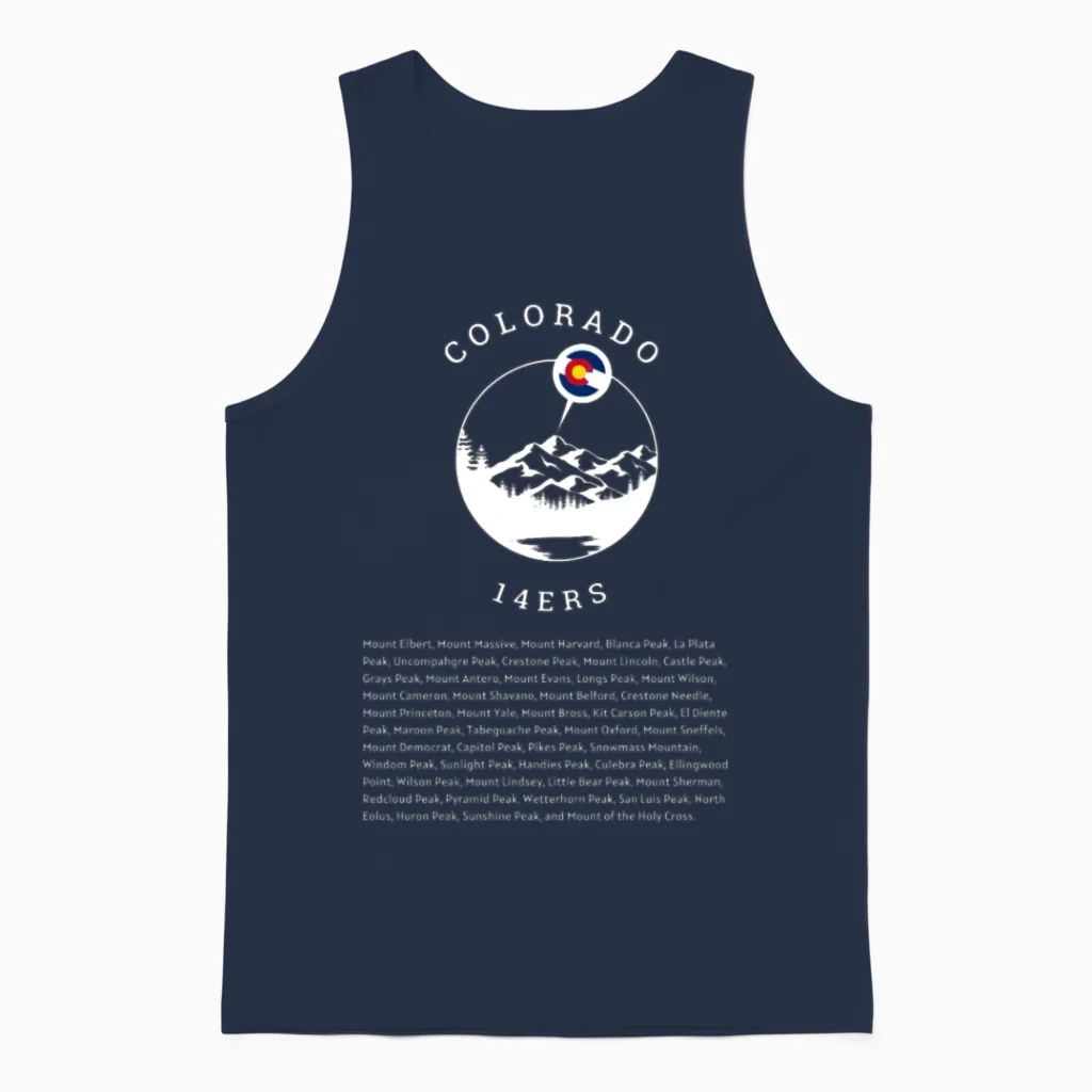 Colorado 14ers --The Perfect Hiker's Checklist Unisex Tank Top - Navy