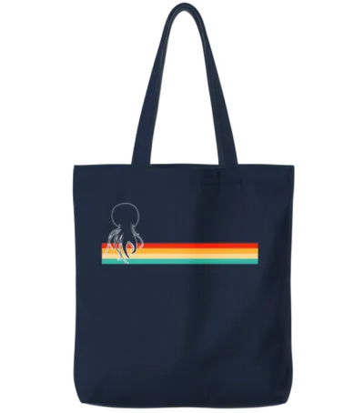 Jellyfish Retro Tote Bags - Navy