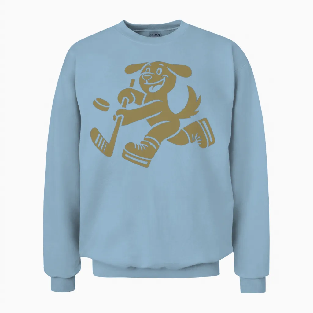Dachshund Hockey Silhouette Minimalist Unisex Sweatshirt in Light Blue