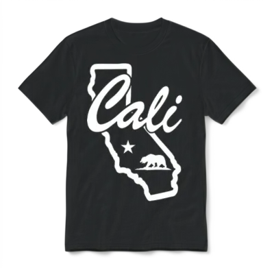 Cali Bear Map Unisex T-Shirt - Black