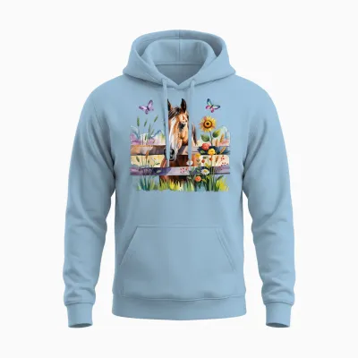 Süßes Pferde Motiv Für Mädchen Stall Und Reiten Unisex Hoodie - Light Blue