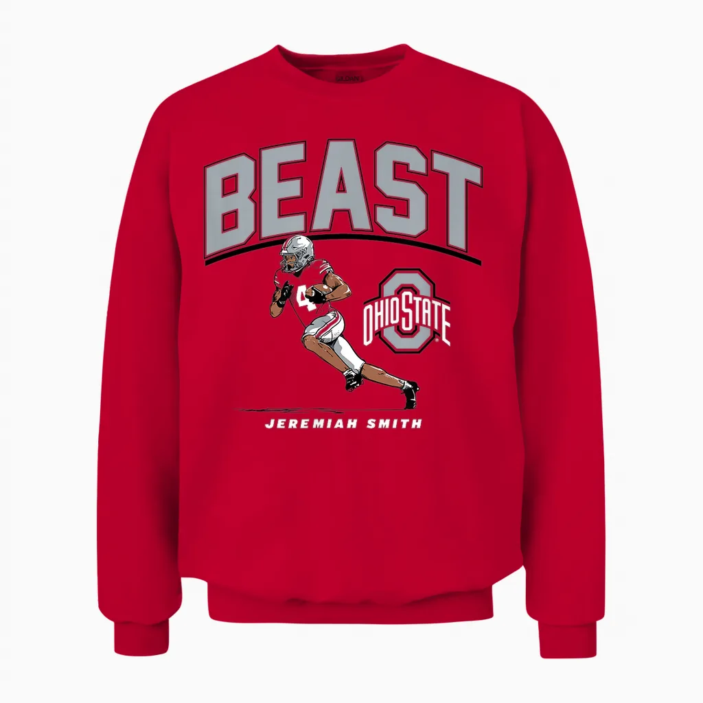 Jeremiah Smith - Beast (red) - Ohio State Football Unisex Sweatshirt in Red