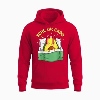 Schlavocado Pyjamas Avocado Sleep Unisex Hoodie - Red