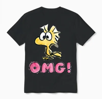Peanuts - Snoopy Woodstock Omg Unisex T-Shirt - Black