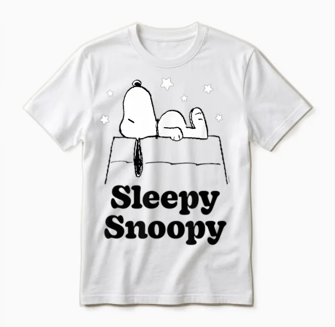 Peanuts Sleepy Snoopy Unisex T-Shirt in White