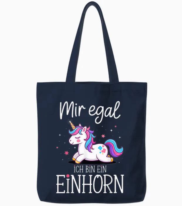 Mir Egal Ich Bin Ein Einhorn Costume Carnival Fancy Dress Tote Bags in Navy