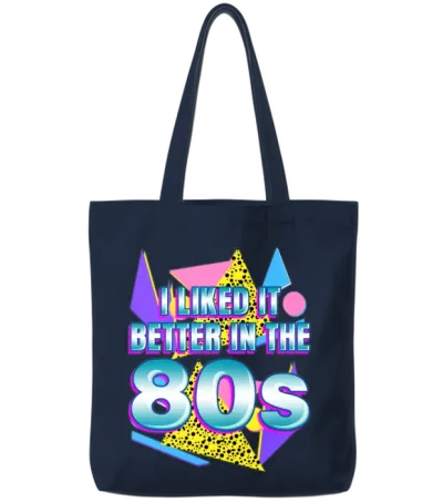 Retro 1980 80s Tote Bags - Navy