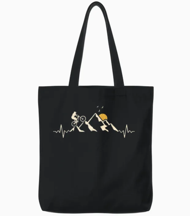 Mountain Biking Mountain Bike Cycling Nature Tote Bags in Black