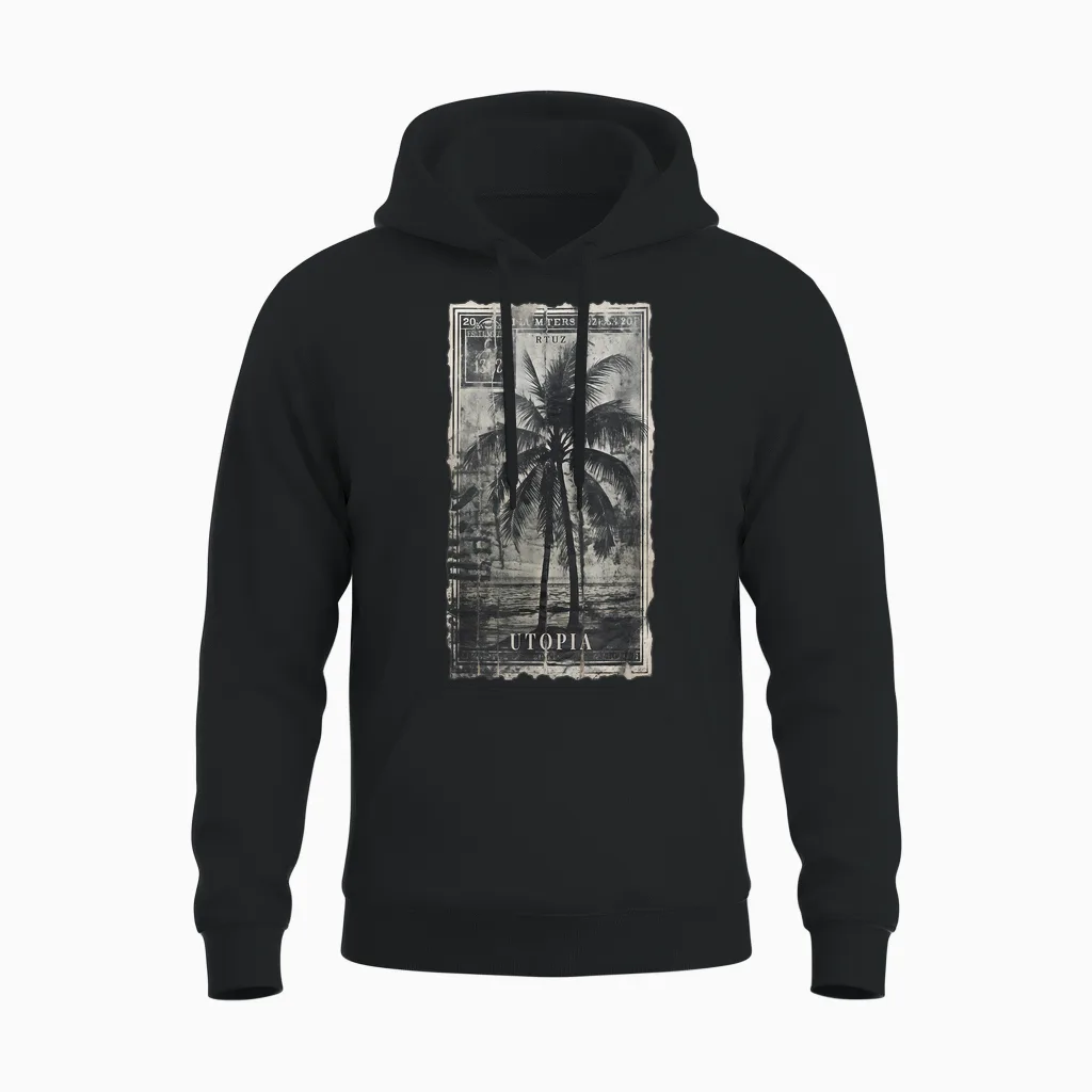 Palm Trees Palm Tree Beach Sea Sun Holiday Summer Unisex Hoodie in Black