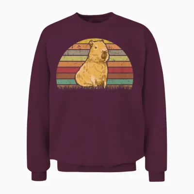Capybara Retro Vintage Unisex Sweatshirt - Maroon