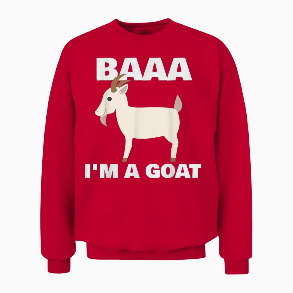 Baa I'm a Goat Costume Animal Funny Halloween Party Goat Unisex Sweatshirt in Red