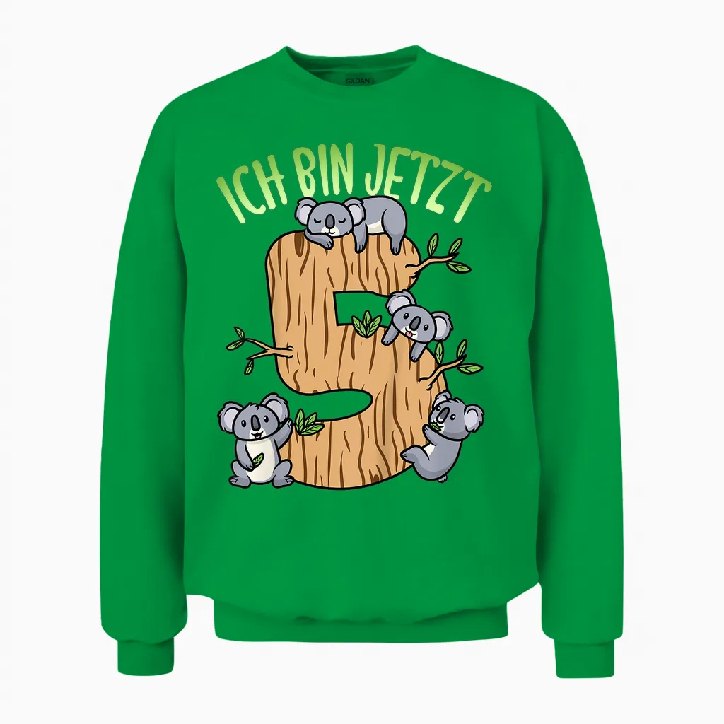 5ter Geburtstag Junge Koala 5 Jahre Alt Fünfjähriger Unisex Sweatshirt in Irish Green