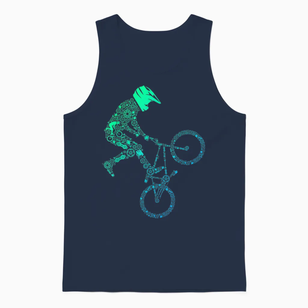 Boys Bmx Bike Shirts | Bike Rider Gear Bmx T-Shirt, Black Unisex Tank Top in Navy