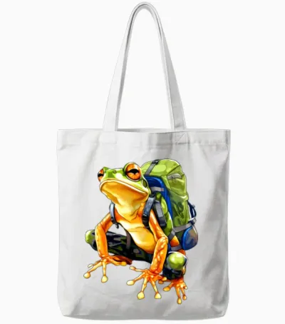 Frog Mountaineer / Hiking Frogs Tote Bags - White