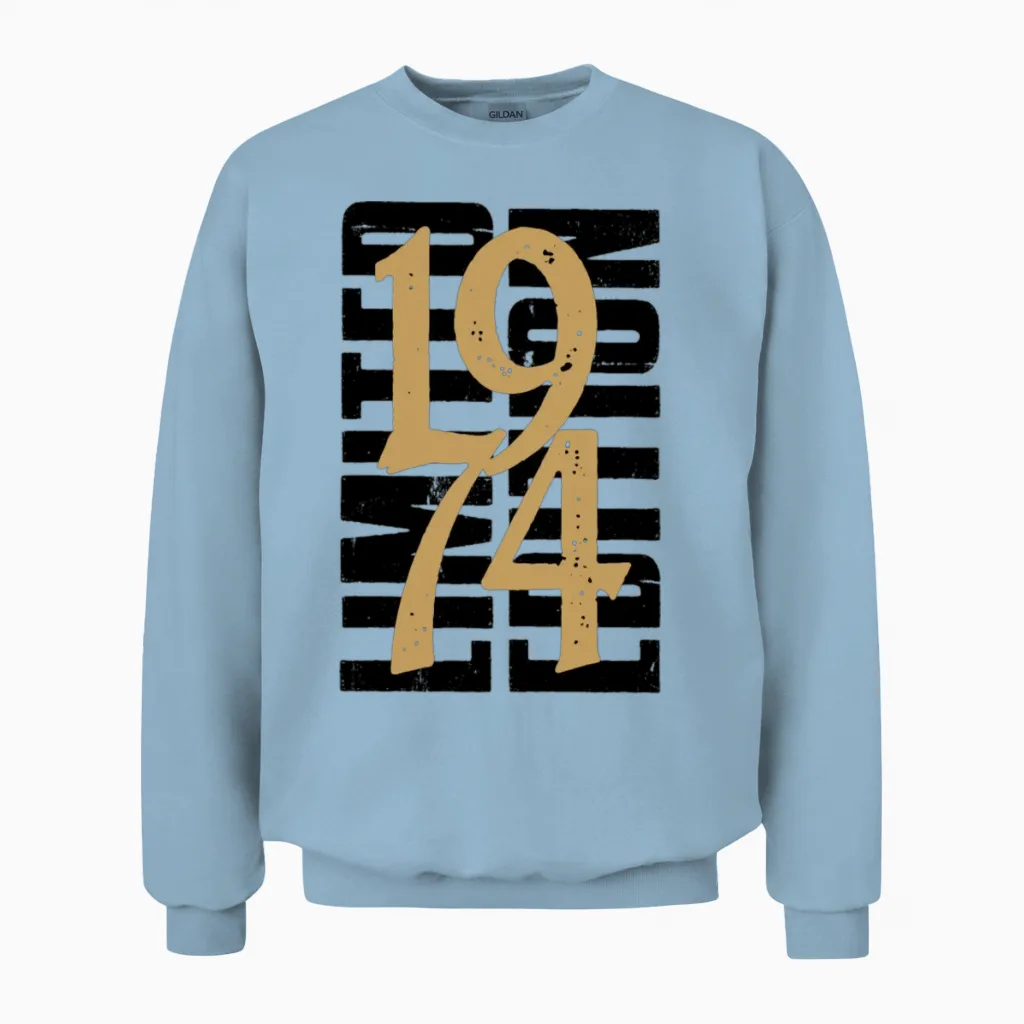 1974 Vintage 50th Birthday Unisex Sweatshirt in Light Blue