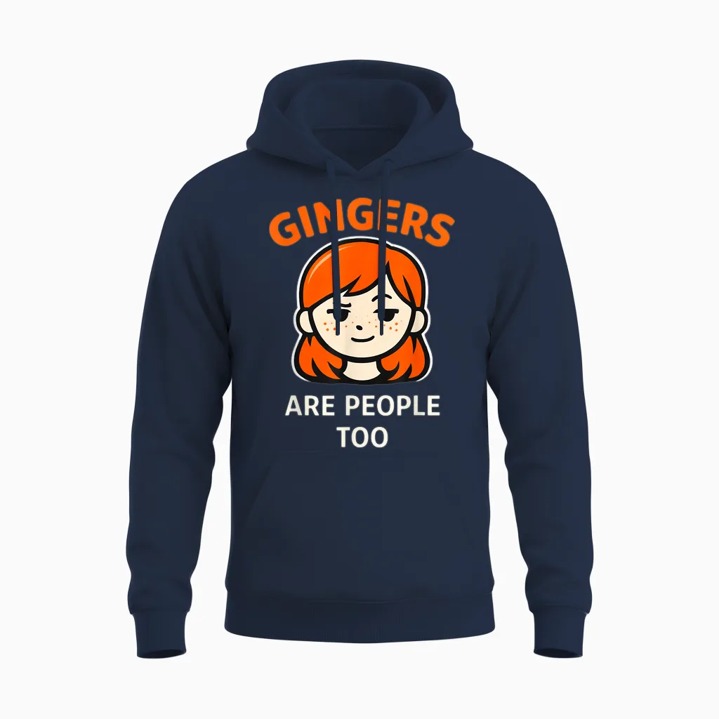 Gingers Are People Too Funny Rousse Humour Unisex Hoodie in Navy