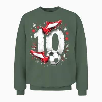 10. Geburtstag Fußball Jungen Grün Unisex Sweatshirt - Military Green