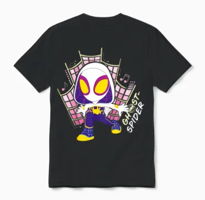 Kids Marvel Spidey and His Amazing Friends Web-Spinners Gwen Unisex T-Shirt - Black