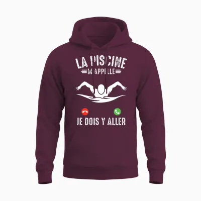 La Piscine M'appelle Natation Nageur Nager Piscine Humour T-Shirt Haut De Gamme Unisex Hoodie - Maroon